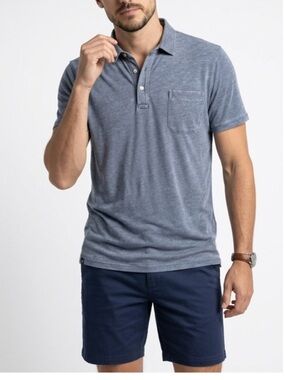johnnie-O Heathered Slate Blue Chest Pocket Polo